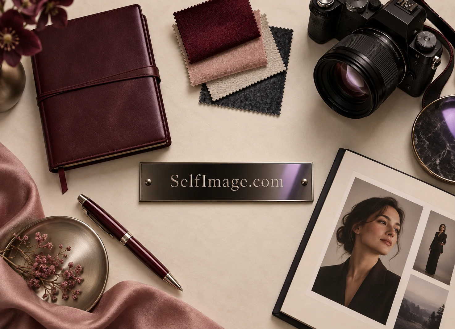 A considered creative workspace carrying the SelfImage.com name